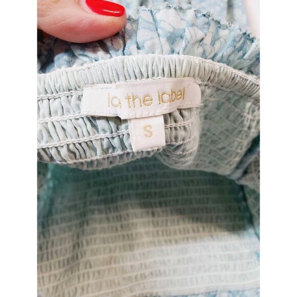 Love The Label Top Womens Small Puff Sleeve Ruffles Smocked Blue Peplum Feminine - Picture 7 of 11